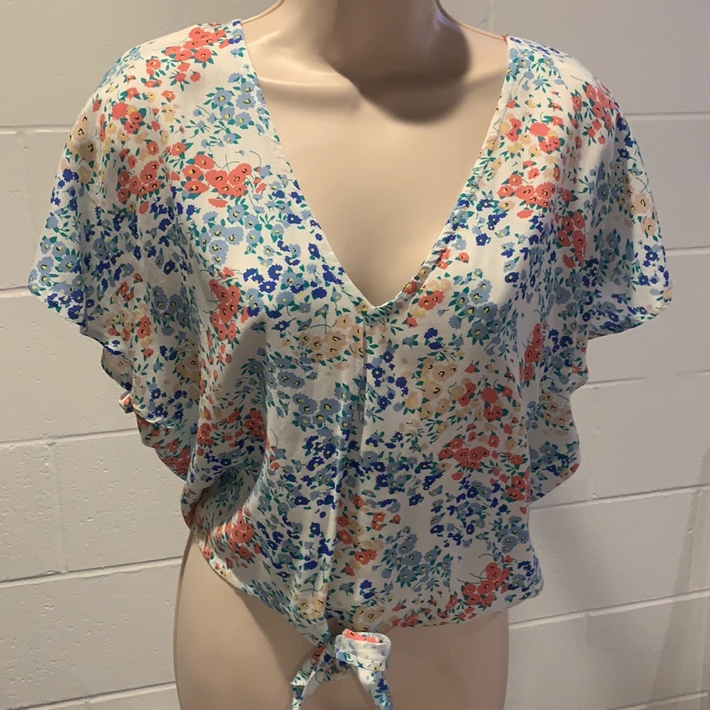 SIM&SAM/ Floral Shirt Tie Knot bottom/ SMALL